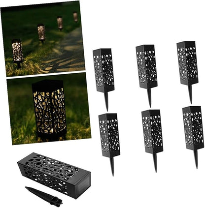 8pcs Solar Pathway Lights Outdoor Hollow Design Warm White Lawn Ground Lights for Garden Driveway Landscape Lighting
