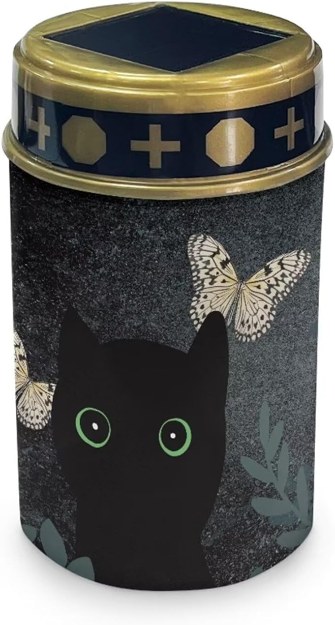 HUGS IDEA Black Cat Solar Lights for Gravesites Butterfly Solar-Powered Grave Lights Waterproof ABS Gothic Memorial Decor Outdoor Cemetery Lighting for Gardens