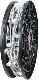Novelty Lights 250 Feet C7/E12 Socketed Wire Spool, 12 Inch Spacing, White Wire 8 Amp SPT-1 Commercial Grade Reel | Lumora