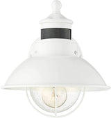 John Timberland Oberlin Rustic Industrial Farmhouse Outdoor Barn Light Fixture White Dusk to Dawn Motion Sensor 9" | Lumora