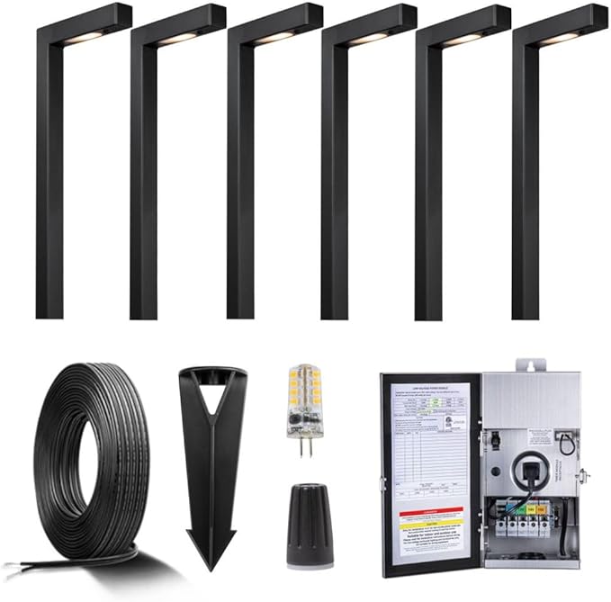 Gardenreet Black Brass Low Voltage Landscape Path Lights(6 Pack) Kit 12V LED with Low Voltage Transformer 150W and | Lumora