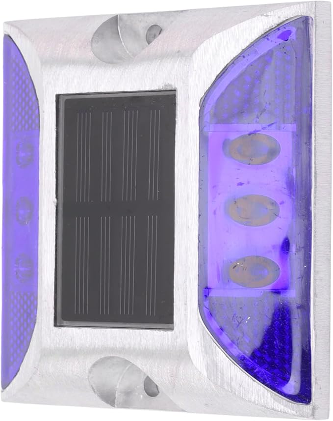 Solar Driveway Lights, Cast Aluminum IP68 Light with 72H Runtime for Pathway and Highway Marking (Blue)