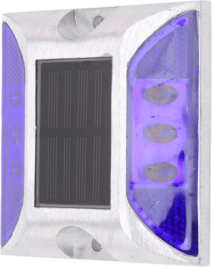 Solar Driveway Lights, Cast Aluminum IP68 Light with 72H Runtime for Pathway and Highway Marking (Blue)