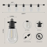 100 FT Outdoor String Lights IP65 Waterproof Patio Lights with 30 + 3 Shatterproof LED Bulbs Commercial Grade LED | Lumora