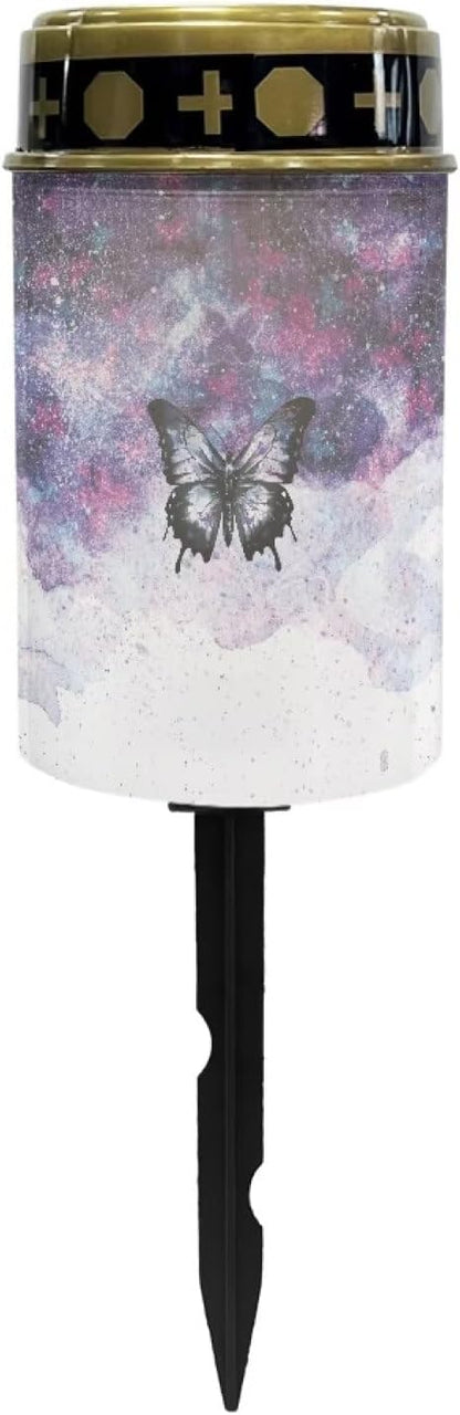 Butterfly Galaxy Sky Solar Outdoor Lights Eternal Light Solar Garden Stake Lights Landscape Lighting Driveway Markers Solar Pathway Lights for Cemetery Grave Decorations Memorial Gift