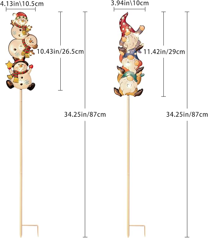 Tryme Solar Christmas Lights - Snowman Solar Lights Outdoor Gnome & Snowman Decorations, Garden Gifts for Yard, Lawn, Patio