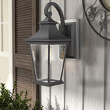 Emliviar Outdoor Wall Lantern, 1-Light Exterior Wall Mount Light with Clear Glass in Black Finish, 18" Height | Lumora