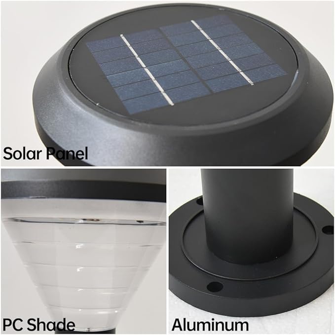 Solar Pathway Light IP65 Waterproof Landscape Lighting Black Aluminum Path Light with Warm Light 3000K LED Bollard Lighting Fixture for Garden Lawn Garage Walkway