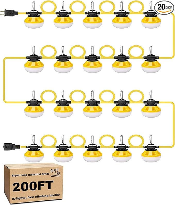 200FT Construction LED String Lights, Industrial Grade Best for Construction Sites, Renovation, Patio, Mine cave | Lumora