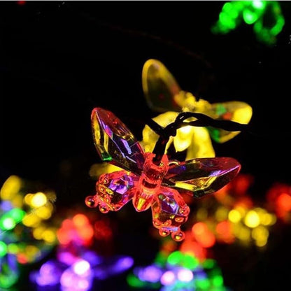 Solar String Lights, Waterproof 16ft 20LED Butterfly Christmas Fairy Lights Decorative Lighting for Home Party Wedding Patio Garden Porch Balcony (Multicolor)