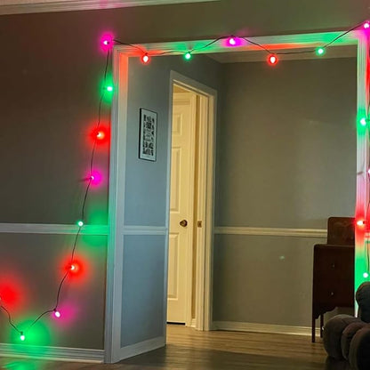 C7 LED Halloween Lights, 25FT Halloween C7 String Lights with 27 Orange Green and Purple LED Bulbs, Hanging Halloween Decoration Lights for Outdoor Indoor Patio Home Party Garden Yard-Black Wire