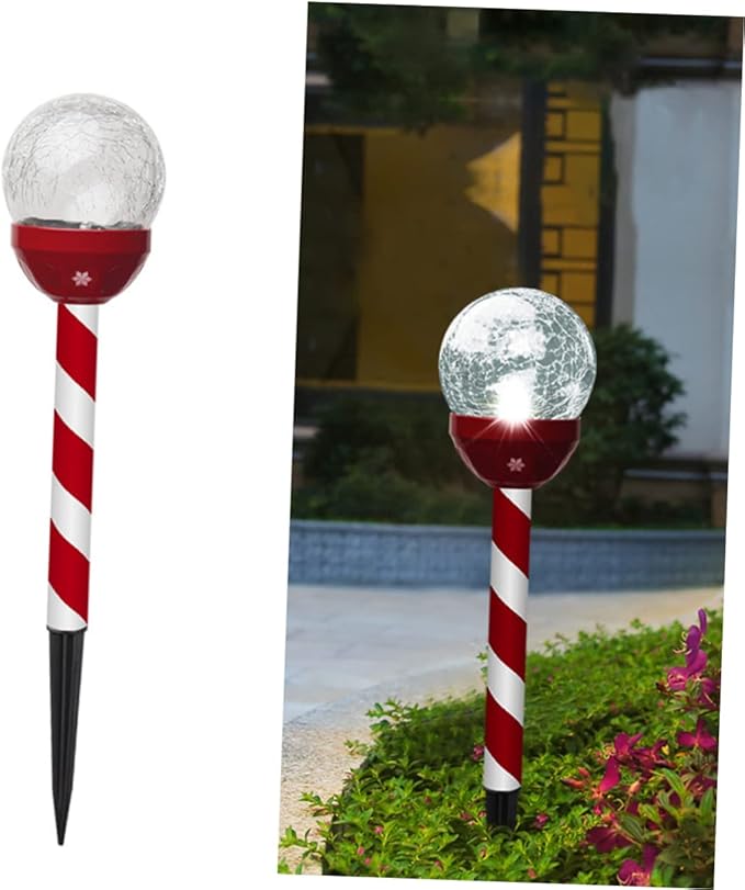 Solar Panel Lights for Christmas 6 Pack Cracked Glass Led Lights Garden Pathway Decorations