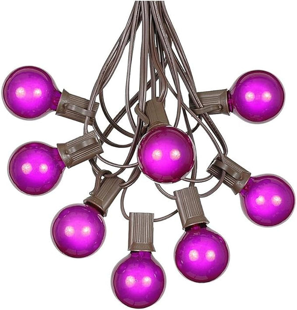 100 Foot G40 Outdoor Patio String Lights with 125 Purple Globe Bulbs – Indoor Outdoor String Lights – Market Bistro | Lumora