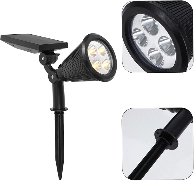 Beaupretty Solar Waterproof Outdoor Solar Spotlights Landscape Lighting with 4 Warm LED Bulbs 3 Modes Adjustable Pathway Lights for Garden Lawn Patio