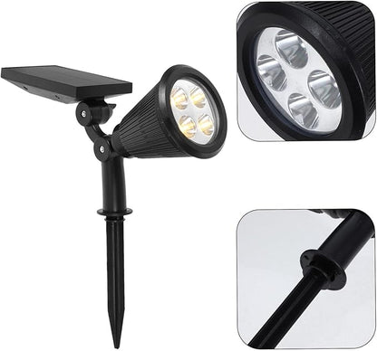 Beaupretty Solar Waterproof Outdoor Solar Spotlights Landscape Lighting with 4 Warm LED Bulbs 3 Modes Adjustable Pathway Lights for Garden Lawn Patio