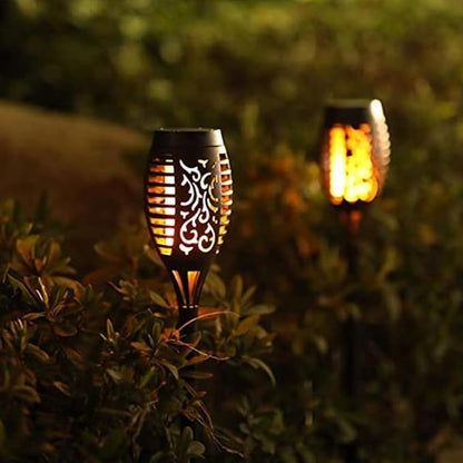 Solar Flame Torch Light, 2 Pack Outdoor Stake Decorative Lighting Yard Pathway, 12LED Portable Energy Saving Outdoor Light