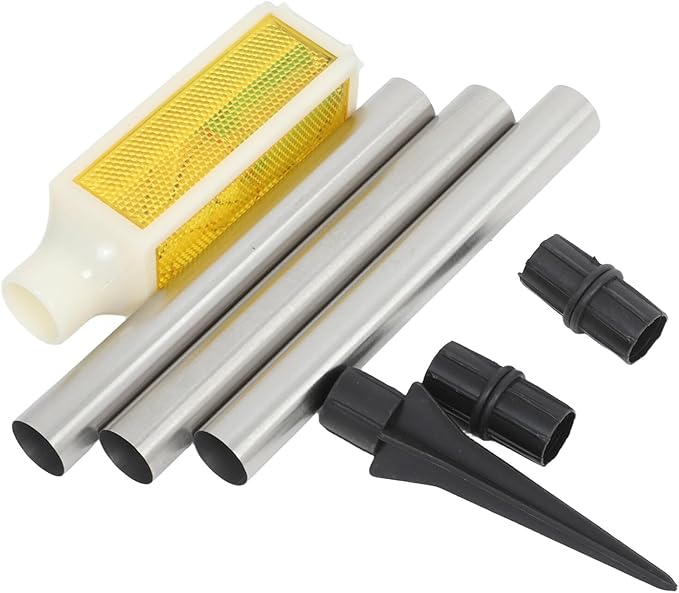 BESPORTBLE Solar Powered Outdoor Solar Pathway Lights Yard Stake Lamp for Lawn and Driveway Entrance, Yellow LED Warning Light for Garden Patio Courtyard