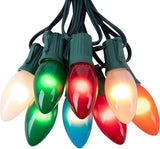 Brightown Multicolor Christmas Lights Ceramic, C9 25 Feet Vintage Incandescent Lights with 25 Opaque Bulbs for | Lumora