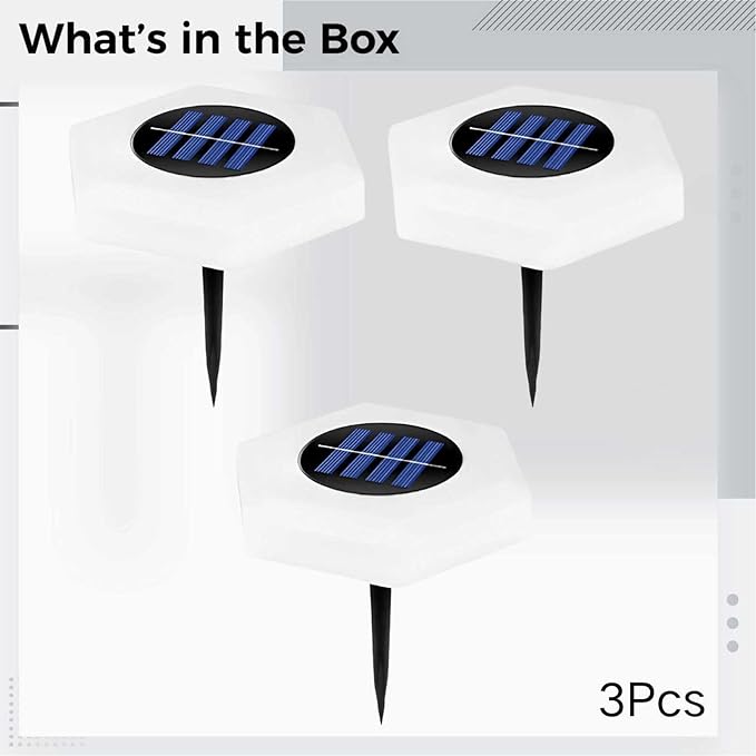 3 Pcs Led Garden Pathway Lights, Solar Outdoor Ground Lights, Hexagon Umbrella Design, Waterproof, Warm White For | Lumora