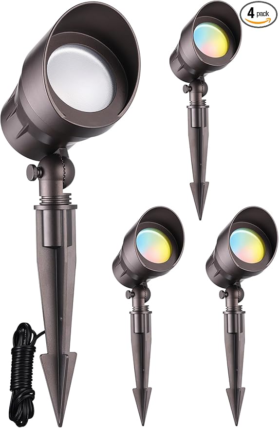 LEONLITE 5CCT Low Voltage LED Landscape Spotlight, Update 1800K2700K3000K4000K5000K Selectable, 5W 12V Pathway | Lumora