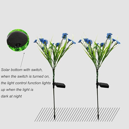 Solar Daisy Flower Decorative Garden Lights, 28 LED, Blue, Green, Multicolor, Waterproof, Solar Powered, Modern Style, Outdoor, 2 Pack