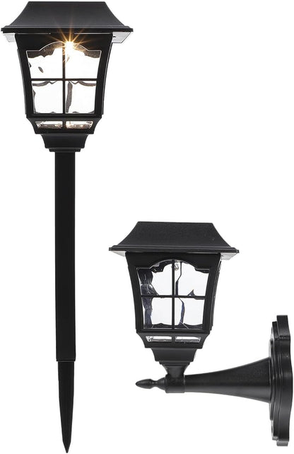 Veemoon 2pcs Solar Yard Lamps Outdoor Solar Garden Lighting Waterproof Warm White Path Lights for Patio Lawn Fence Wall Decor