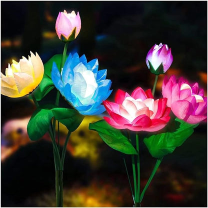 Solar Garden Lights Upgraded Solar Lotus Flower Lights, Solar Lights Outdoor for Garden, Patio, Yard Decoration, 7 Color Changing Solar Decorative Lights(2 Pack)