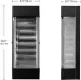 Globe Electric 16W LED Integrated Outdoor Wall Sconce, Matte Black, Ribbed Glass, Dusk to Dawn Sensor, Dimmable | Lumora