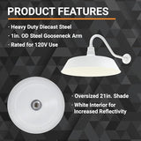 21in. White Oversized Outdoor Gooseneck Barn Light Fixture With 22in. Long Arm - Wall Sconce Farmhouse, Vintage | Lumora