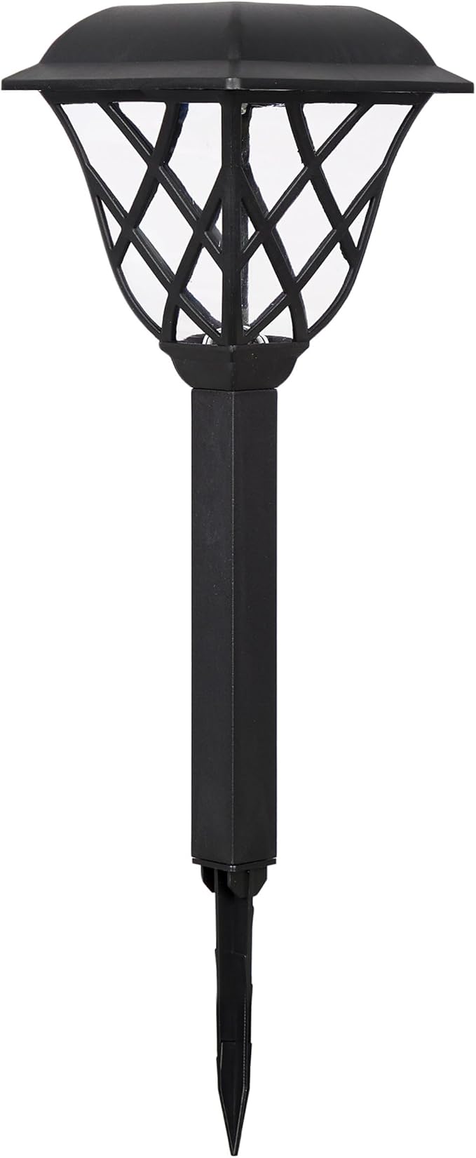 Alpine Corporation 16"H Solar Criss Cross Pathway LED Lights, Weather-Resistant Dusk and Dawn Automatic Light Sensor for Garden Landscapes, Black, Set of 4