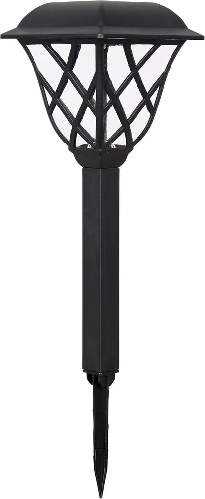 Alpine Corporation 16"H Solar Criss Cross Pathway LED Lights, Weather-Resistant Dusk and Dawn Automatic Light Sensor for Garden Landscapes, Black, Set of 4