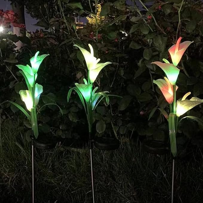 Aolyty Solar Garden Lights Outdoor Decor, Multi-Color Changing LED Solar Calla Lily Flower IP65 Waterpoof Landscape Lghting for Lawn Garden Yard Pathway Decoration (Purple, 2 Pack)