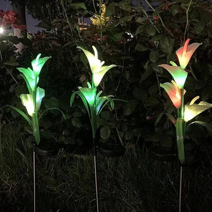 Aolyty Solar Garden Lights Outdoor Decor, Multi-Color Changing LED Solar Calla Lily Flower IP65 Waterpoof Landscape Lghting for Lawn Garden Yard Pathway Decoration (Purple, 2 Pack)