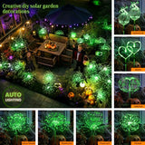 GIGALUMI 2 Pack Solar Firework Lights Outdoor, Halloween Decor, Green