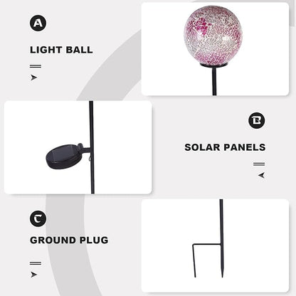 Solar Garden Light Glass Ball Outdoor Waterproof LED Lawn Light for Patio Yard Landscape Lighting