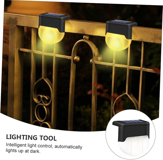 Lurrose 4pcs Solar Stair Lights Outdoor Led Step Lamps Solar Garden Path Lights Weatherproof Energy-Saving No Wiring Easy Install