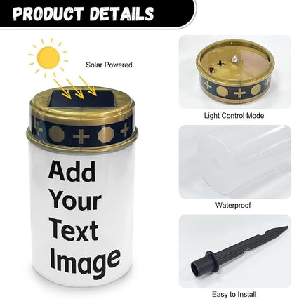 Custom Cemetery Solar Lights 2 Pcs Custom Image Solar Cemetery Lights for Grave 2.5 x 4.7 x 5.3 inches Warm White LED Outdoor Waterproof