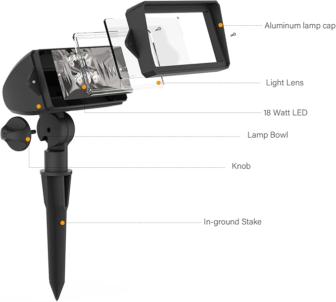 Malibu 18 Watt LED Low Voltage Landscape Floodlight with Optimal Range Wall Spotlights Waterproof Adjustable Light for Garden, Path, Lawn, Patios Security Flood Light 8401-4675-01