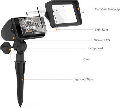 Malibu 18 Watt LED Low Voltage Landscape Floodlight with Optimal Range Wall Spotlights Waterproof Adjustable Light for Garden, Path, Lawn, Patios Security Flood Light 8401-4675-01
