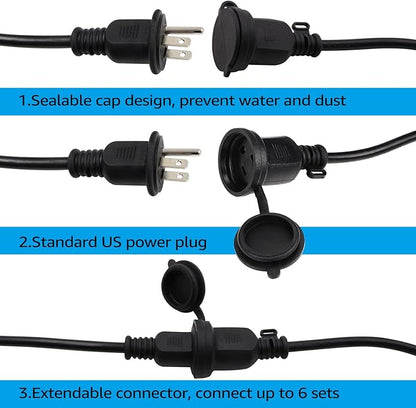 TORCHSTAR 50ft LED Outdoor String Lights, Extendable Vintage Retro Bulb Lighting, Hanging Light for Festivals, Events, 24 Sockets with Extra 12 Bulbs, Weatherproof Patio Grade, Garden, Balcony