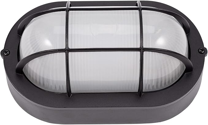 GRUENLICH LED Bulkhead Light, Flush Mount for Wall or Ceiling, 6W 600 Lumen, Dimmable 5000K Daylight White, Aluminum Housing, Water-Proof for Outdoor, Black Finish 1-Pack