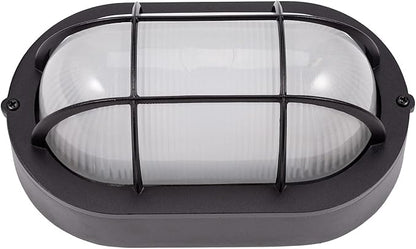 GRUENLICH LED Bulkhead Light, Flush Mount for Wall or Ceiling, 6W 600 Lumen, Dimmable 5000K Daylight White, Aluminum Housing, Water-Proof for Outdoor, Black Finish 1-Pack
