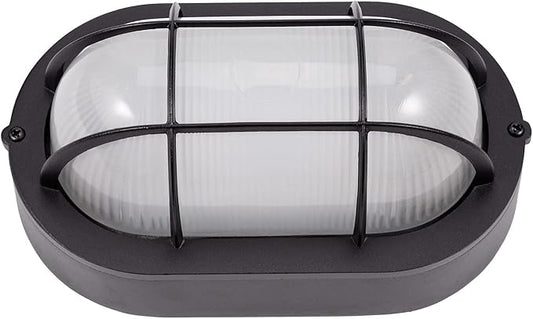 GRUENLICH LED Bulkhead Light, Flush Mount for Wall or Ceiling, 6W 600 Lumen, Dimmable 5000K Daylight White, Aluminum Housing, Water-Proof for Outdoor, Black Finish 1-Pack
