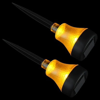 SUPVOX 2pcs Solar Pathway Lights Outdoor Waterproof LED Garden Stake Lights for Yard Walkway Lawn Patio Landscape Lighting with Warm White Glow
