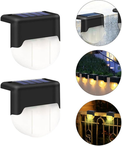 Solar Stair Lights Outdoor 4pcs Black Warm White LED Solar Pathway Step Lamps for Garden Yard Deck Landscape Lighting