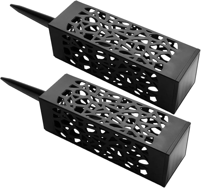 TIDTALEO 2Pcs Hollow Solar Garden Path Lights with Warm and White LED Ground Plug Solar Lawn Lamps for Outdoor Yard Driveway Landscape Lighting Weatherproof Powered