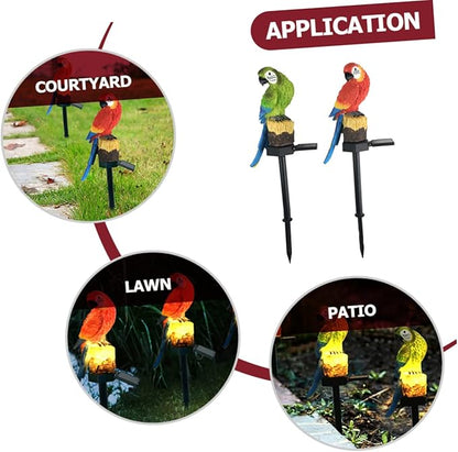 2Pcs Parrot Garden Solar Light Lawn Stake Lamp Led Outdoor Decorative Light for Garden and Landscape Solar Powered Parrot Stake Lamp for Outdoor Decor