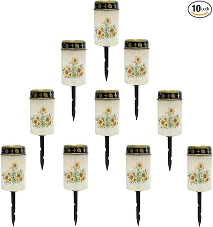 Sunflower Cross Solar Pathway Lights Outdoor Warm White Solar Garden Stake Lights Landscape Decorative Lighting for Yard Patio Driveway LED Solar-Powered Fairy Lights for Outside