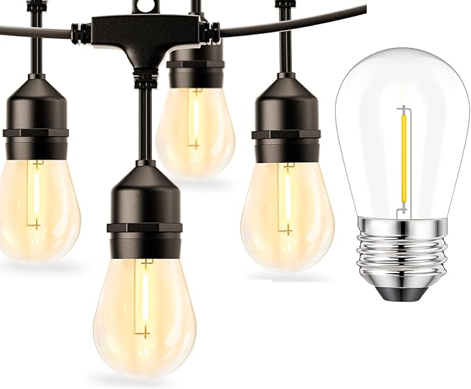 Svater Outdoor Led String Lights 50FT, Commercial Grade IP65 Waterproof Patio Lights with 15Pcs Replacement Bulbs | Lumora