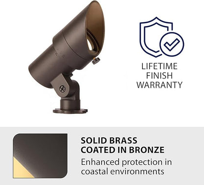 WAC Landscape Lighting, LED 12V Small Size Accent Light with Adjustable Beam Angle and Integral Brightness Control 50-420 Lumens 3000K Warm White Built-in LED in Solid Brass Coated with Bronze